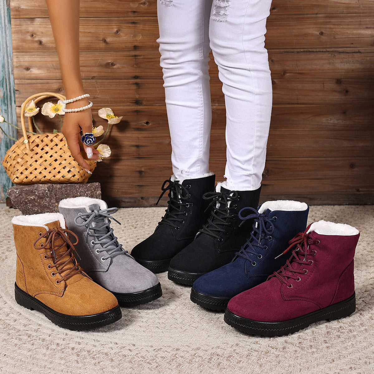Women's Fashionable Waterproof High-top Cotton-padded Snow Boots - D&A