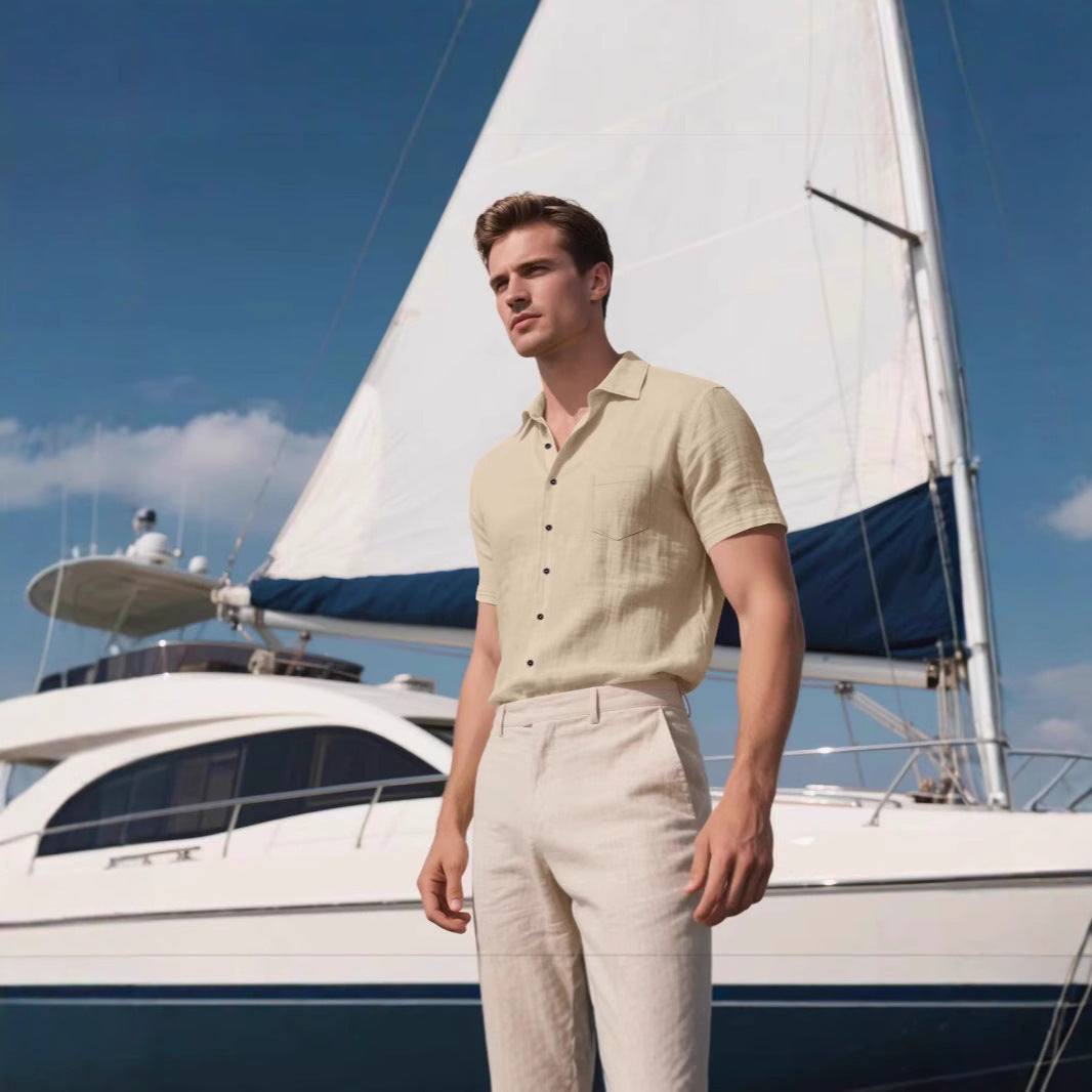 Men's Linen Short-sleeved Shirt - D&A
