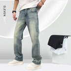 Men's Loose Elastic Casual Light Blue Jeans - D&A