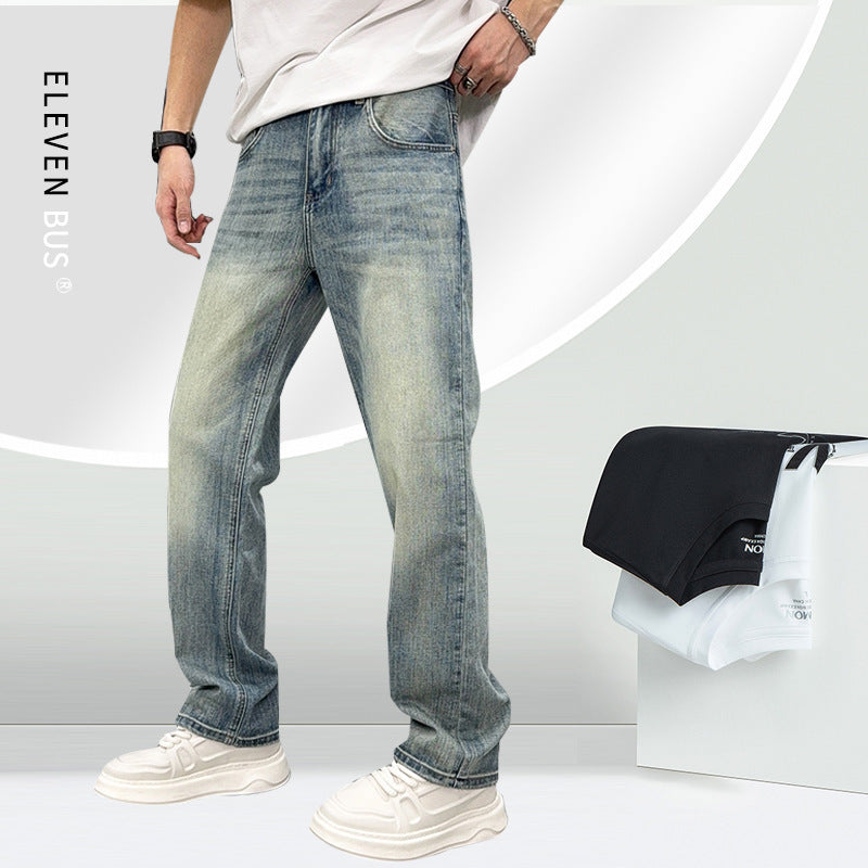 Men's Loose Elastic Casual Light Blue Jeans - D&A