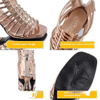 Horseshoe Heel Roman Sandals High-top Peep Toe Shoes - D&A