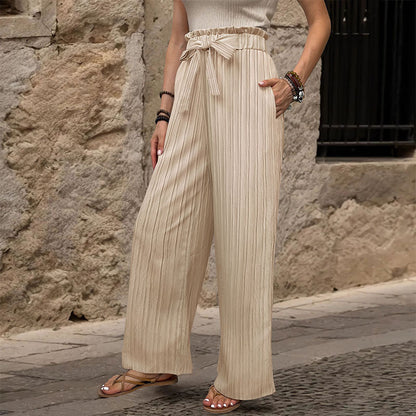 Tied Lotus Leaf Elastic Trousers - D&A