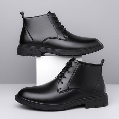 Retro Lace Up Denim Trendy Mid-length Warm Non-slip Men's Martin Boots - D&A