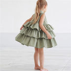 Fashion Simple Solid Color Sleeveless Small And Medium Girl Dress - D&A