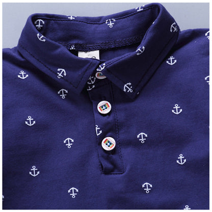 Anchor printed boy boy suit Korean short sleeve spring summer children's wear - D&A