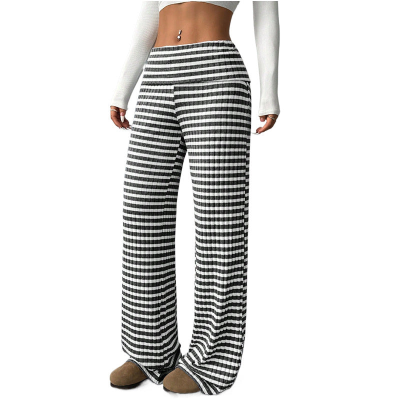 Women's Casual Y2g Straight Striped Home Trousers - D&A