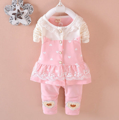 BibiCola Baby Girls Clothing Sets Toddle Tracksuits Kids Tops Pants 2pcs Tracksuits Kids Girls Clothes Baby Girl Clothes Set Pink - D&A
