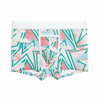 Men's Pocket Underwear Boxer Pure Cotton Digital Printing Soft And Colorfast Mottled Geometric Lines - D&A
