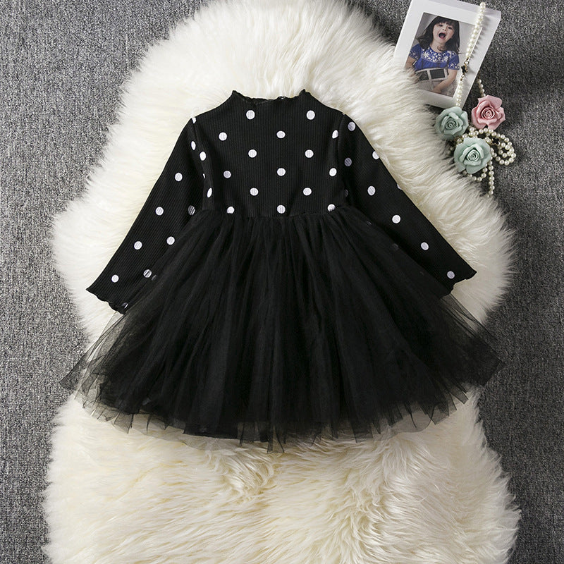 Baby Girls Spring Winter Long Sleeve Tutu Lace Dresses Infantil Newborn 1st Birthday Party Clothes Christening Gown Casual Wear Black - D&A