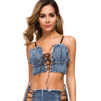 Denim jacket bra camisole Blue One size - D&A