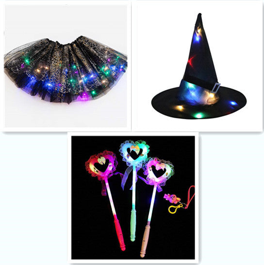 Magical & Luminous LED Princess Halloween Tutu Skirt Sequins Shiny Skirt Set4 - D&A