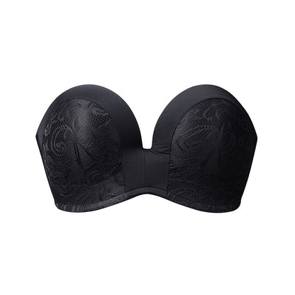 Bra D Cup Sexy Tube Top Invisible Bra Wrapped Underwear Lace black - D&A