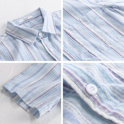 Summer Menswear Striped Minimalist Short Sleeve Shirt - D&A