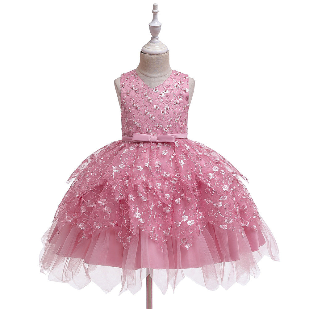 Clothing Baby Girls Middle And Small Children Kindergarten Dresses Bean paste pink - D&A