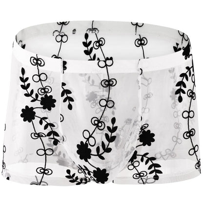 Lace Sexy Boxer Men's Sexy Transparent White - D&A