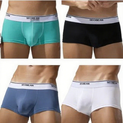 Men's Boxers Comfortable Breathable Cotton Low Waist 4pcs - D&A