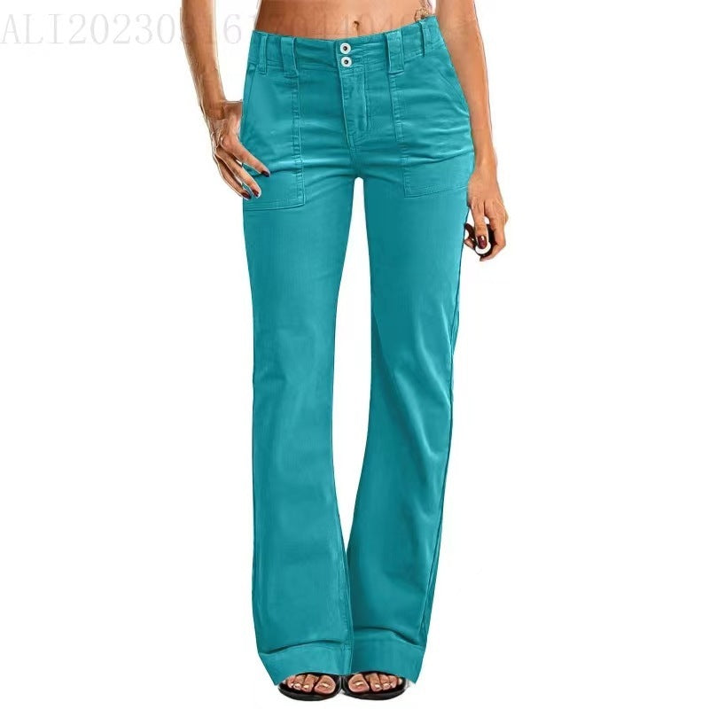 Lightweight Sports Pants Zipper Pocket Exercise Workout Pants Sky Blue - D&A
