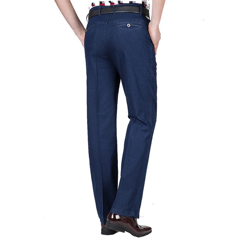Men's Jeans High Waist Loose Casual Denim Trousers Denim Trousers - D&A