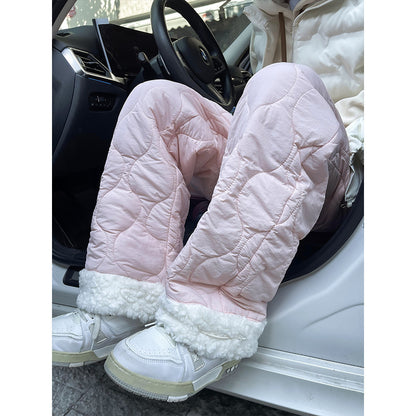 Winter Cotton-padded Waterproof Patchwork Lambskin Cotton Pants - D&A