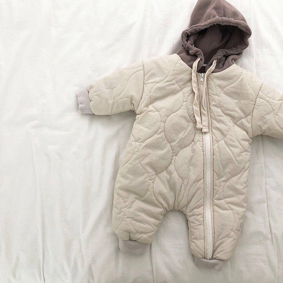 Baby Padded Quilted Kumpsuit Outing Clothes Beige - D&A