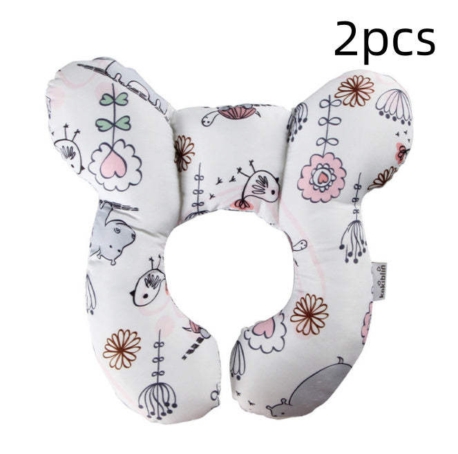 Infant Pillow Baby Bed U-Shaped Safety Seat Neck Guard Fixed Stereotyped Stroller Pillow Hippo 2pcs OPP - D&A