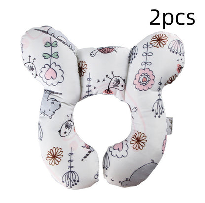 Infant Pillow Baby Bed U-Shaped Safety Seat Neck Guard Fixed Stereotyped Stroller Pillow Hippo 2pcs OPP - D&A