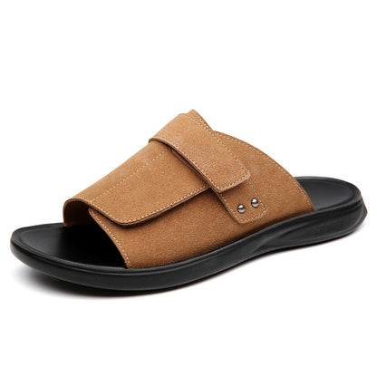 Summer Fashion All-matching Lightweight Youth Men's Slippers Light Brown - D&A