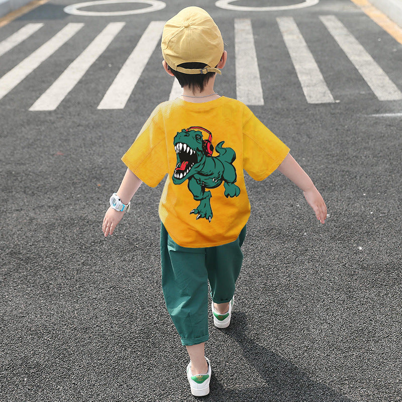 Children's Clothing Boys Summer Suits Western-style Clothes Boys Summer Handsome Short Sleeves Yellow Suit - D&A