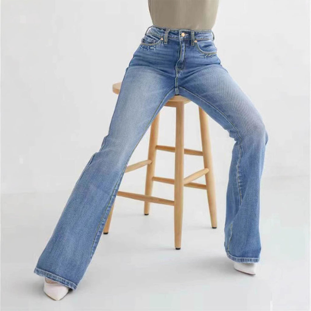 Fashion Slim Stretch High-waisted Boot-cut Pants Jeans - D&A