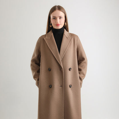 Women's Mid-length Woolen Wool Overcoat Coat - D&A