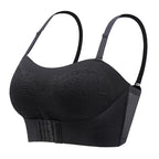 Front Closure Bra Strapless Wireless Push Up Anti-slip Bra Black - D&A