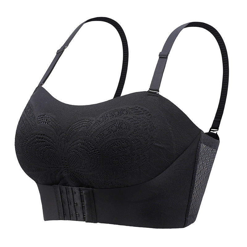 Front Closure Bra Strapless Wireless Push Up Anti-slip Bra Black - D&A