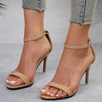 Women's Buckle Stiletto Open Toe Sandals Apricot - D&A