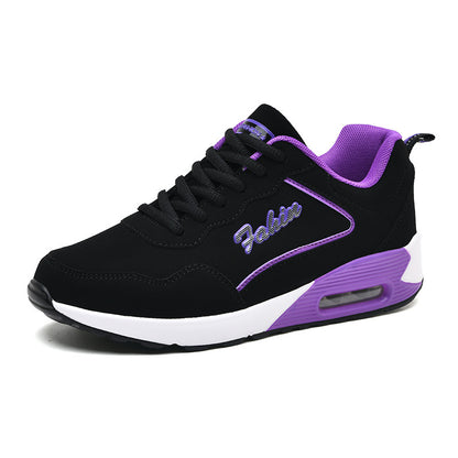 Spring Leather Plus Size Air Cushion Sports Shoes Wo 1909 Black And Purple - D&A
