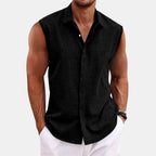 Lapel Beach Sleeveless Shirt - D&A
