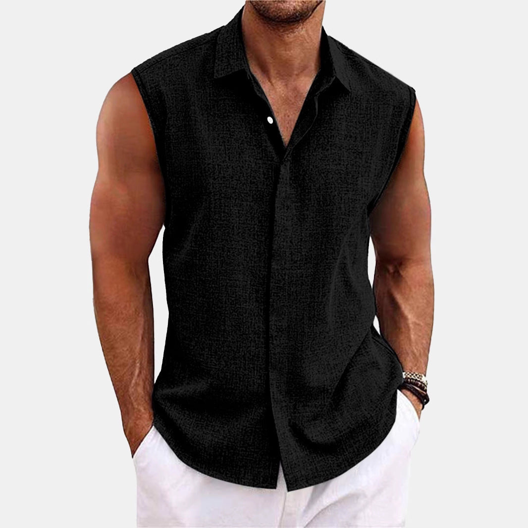 Lapel Beach Sleeveless Shirt - D&A