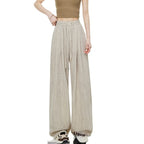 High Waist Drawstring Texture Feeling Lazy American Casual Mopping Pants - D&A
