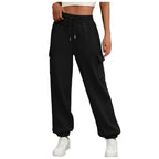 Casual Side Pocket Elastic Waist Solid Color Straight-leg Pants - D&A