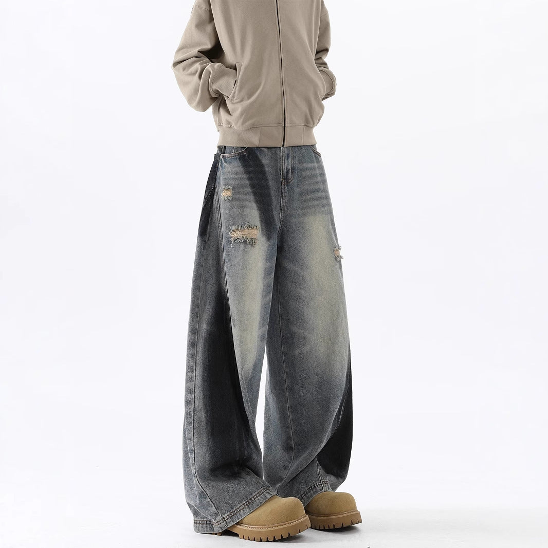 Men's American-style Splash-ink Ripped Machete Jeans - D&A