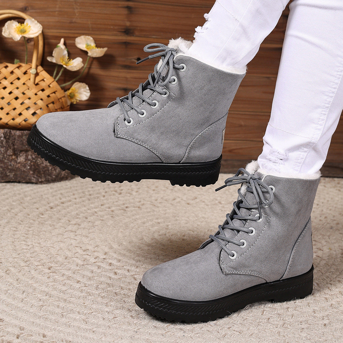 Women's Fashionable Waterproof High-top Cotton-padded Snow Boots - D&A