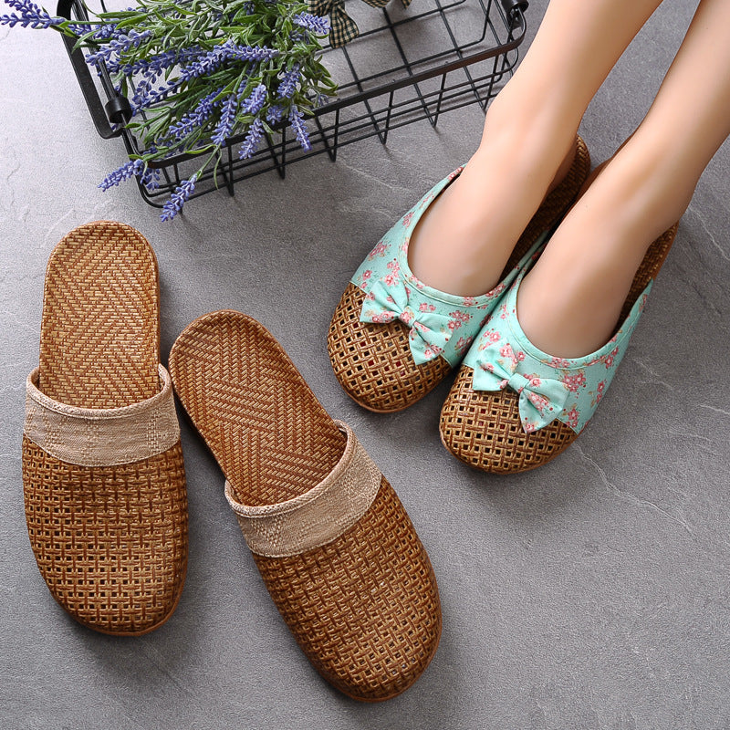 Indoor Non-slip Thick-soled Floor Linen Slippers - D&A