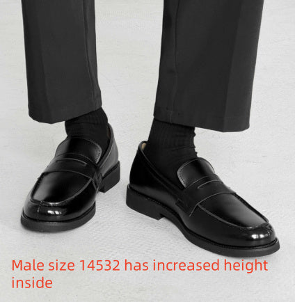 Men's Classic Slip-on Black Derby Couple Leather Shoes 14532 Inner Height Increase - D&A