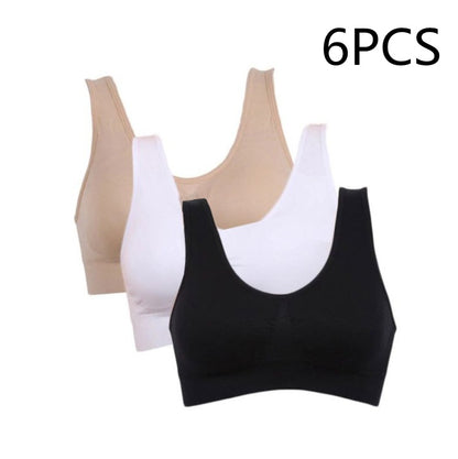 Underwear Women's Bra, Vest-Style No Rim Sports Thin Bra Color mixing 6PCS - D&A