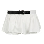 Vacation Leisure A- Line Lotus Leaf Miniskirt White - D&A