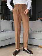 Autumn Retro High Waist Business Pure Color Straight Casual Trousers - D&A