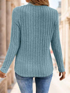 Neck Ribbed Velvet Women Tops
