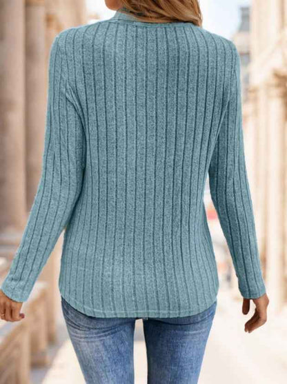 Neck Ribbed Velvet Women Tops