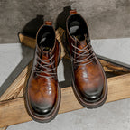 First Layer Cowhide Men's High-top Martin Boots British Formal Wear - D&A