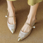 Ankle-strap Stilettos Sandals Pointed Toe Mid Heel Women's Summer - D&A