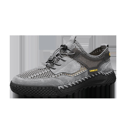 Hand-stitched All-match Breathable Comfortable Genuine Gray - D&A